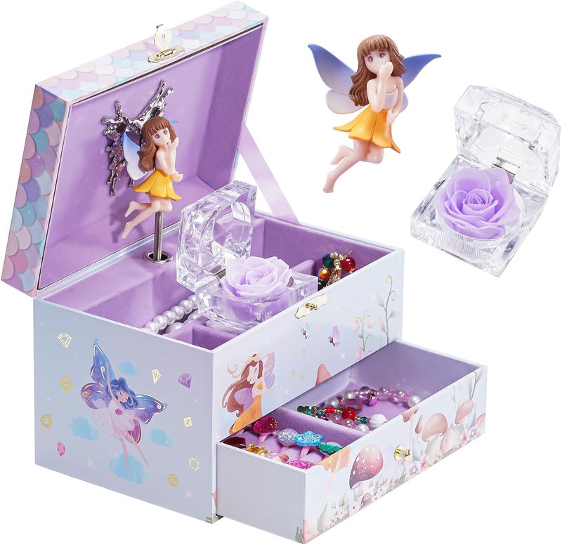 Procase Children's Jewelry Box, Kids Jewelry Organizer with Unicorn for Little Girls, Jewelry Case Gift for Toddler Age 2 3 4 5 6 7 8 -Waltz - Image 1
